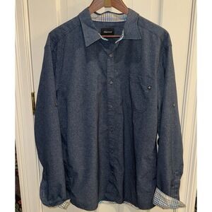 Marmot Aerobora Long Sleeve Shirt‎ Mens XL Button Blue Breathable Light Hiking